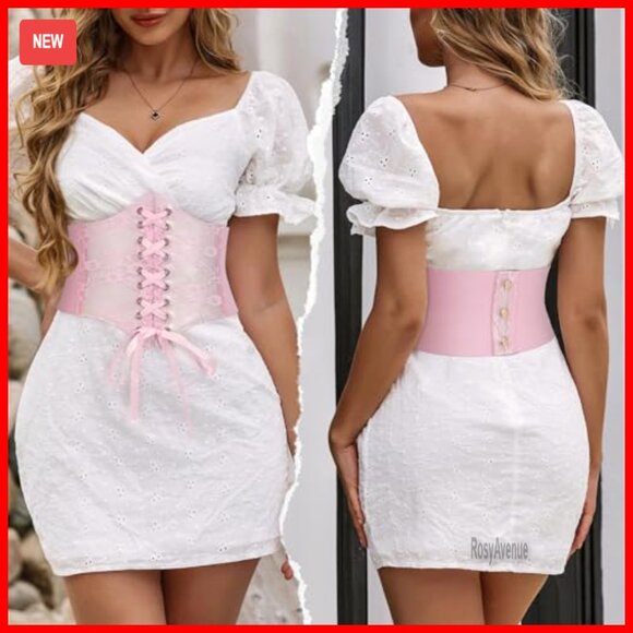 Elastic Corset Belt Wide Lace Up Faux Leather Adjustable Costume Accessory main image 4